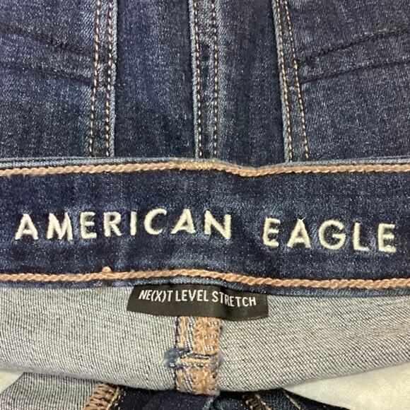 American Eagle Women's Blue Medium Wash Mid Rise Stretch Skinny Denim Jeans Sz 0 - Picture 4 of 5